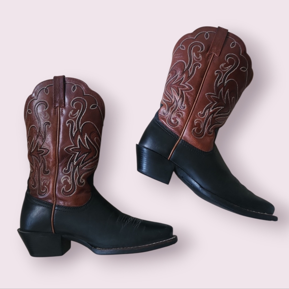 Ariat | EUC Legend Leather Western Cowboy Boots Black Hazelnut Women's‎ Size 6.5 - Picture 2 of 11